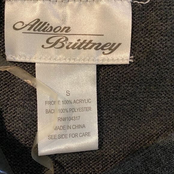 Allison Brittney Sweater Cardigan Small Striped gray white Sheer cardiga… - Picture 6 of 7